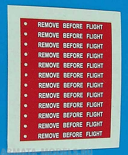 320002AERO  Стикер Remove before flight flags – white lettering 1/32