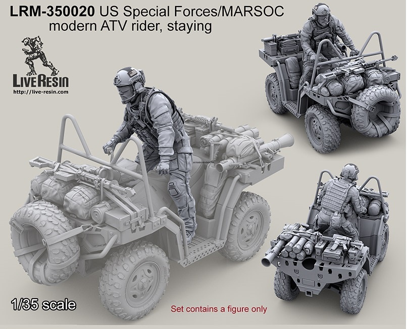 LRM35020 Боец Сил Специального Назначения США или МАРСОК США управляющий квадроциклом, современный, стоящий
