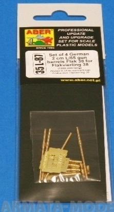 ABR-35-L-87  Дополнения для  Set of 4 German 2cm L/65 gun barrel for Flakvierling 38  для  1/35