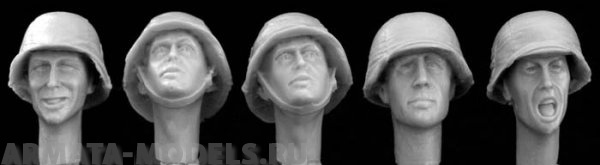 HGH03 5 heads, Ger. WW2 covered helmets