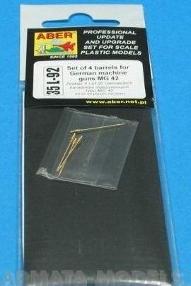 ABR-35-L-92  Дополнения для  Set of 4 barrels for German machine guns MG42 without jacket для любых моделей 1/35