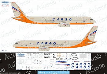 Т20-008 Декаль для самолета Туполев Tu-204-100C Трансаэро Cargo 1/144